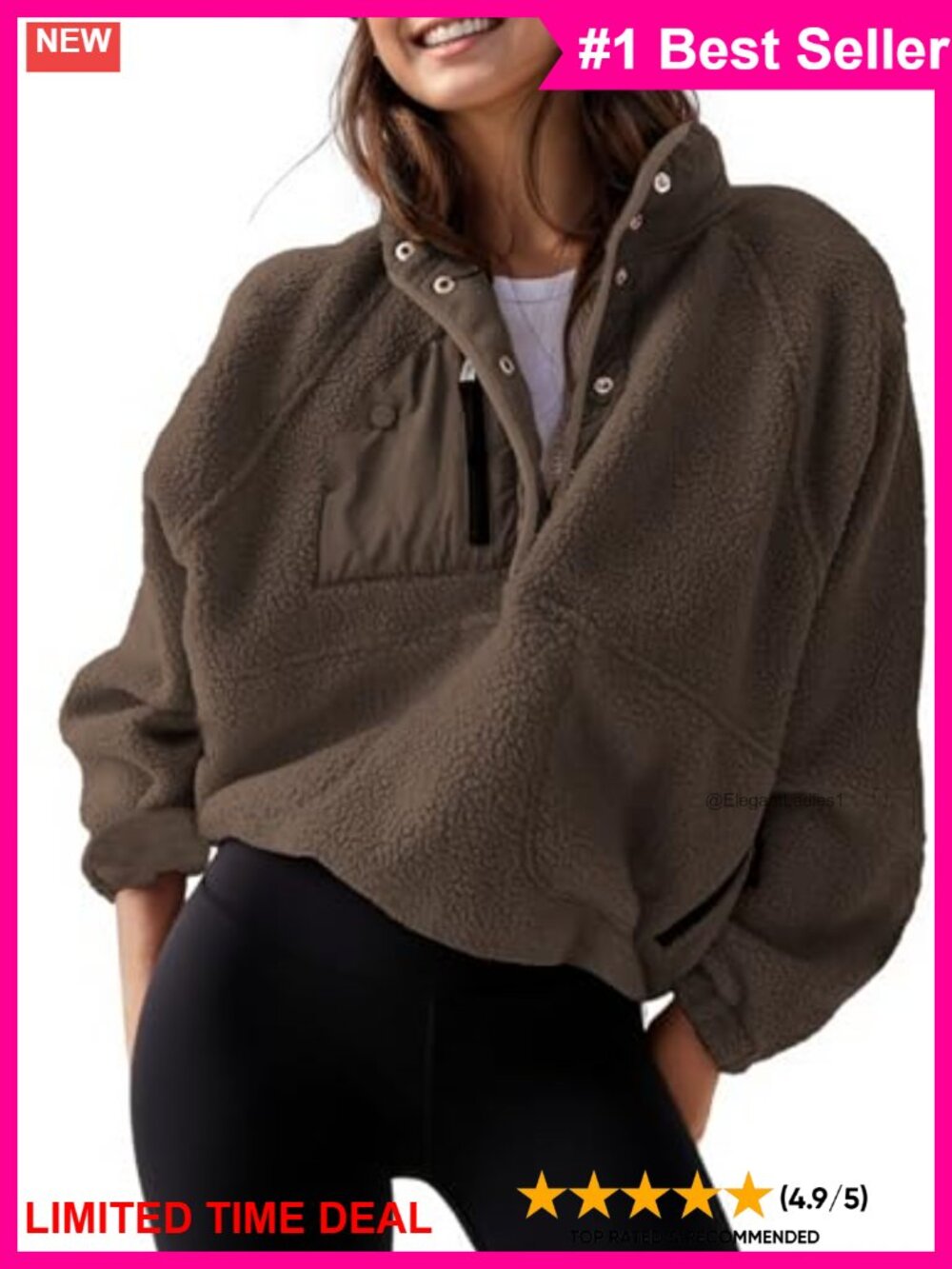 Lightweight Fleece Pullover Jacket Cropped Sherpa Sweatshirt Coat with Pockets